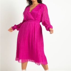 Pink, long sleeve midi dress